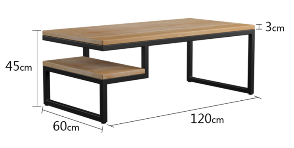 VIOLET Rustic Industrial Solid Pine Wood Coffee Table