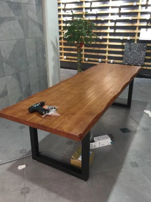 AUBREY Modern Industrial Solid Wood Dining Table
