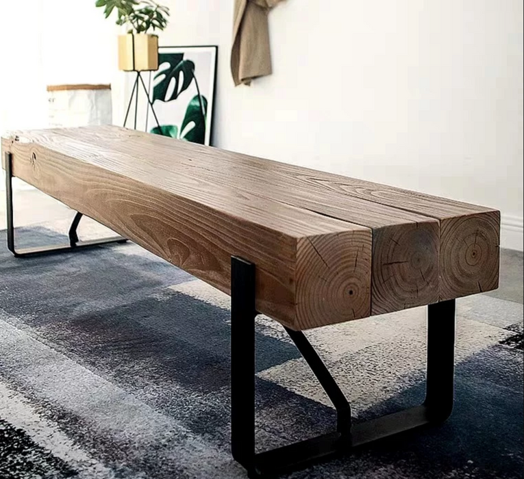 VIOLET Modern Industrial Solid Wood Bench / Display Shelf