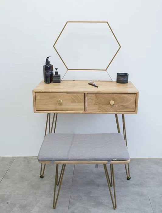 CHARLOTTE Vintage Scandi Solid Wood Vanity Table Set