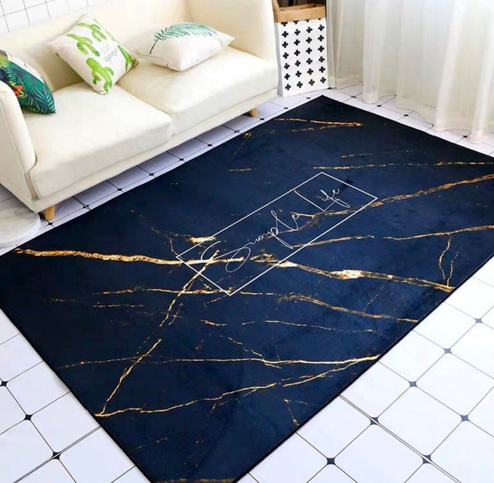 LYLA Modern Gold Marble Streaks Carpet