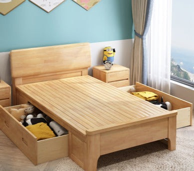 WAREHOUSE SALE MATEO Wooden Storage Bed Frame with 2 Big Drawers ( Choice from 2 Color 2 Size ) ( Discount Price $1299 Special Price $799 )